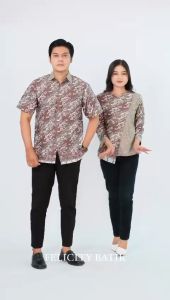 felicitybatik - Atasan Blouse Batik Couple Modern Wanita dan Kemeja Pria Batik Seragam Kantor [ lampu ]
