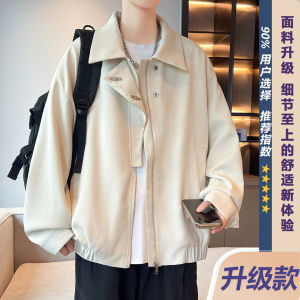 American Retro Style Mens Jacket Turn-down Collar Spring Autumn New Style Zipper Closure Windproof Casual Fashion Top