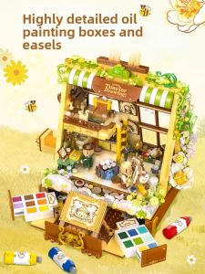 TAOZIAWA | Educational Entertainment Teddy Bear Coffee Shop Building Blocks Model