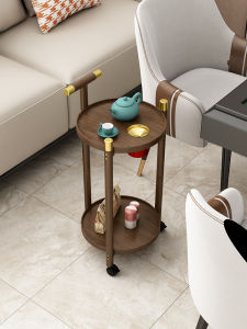 Portable round Corner Table for Mahjong Tea Table Small Side Table Sofa Caddy Mobile Cabinet Living Room Furniture Bamboo