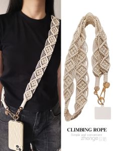 สร้อยคอโทรศัพท์แบบสะพายข้างยาว ทำจากเส้นใยธรรมชาติ ดีไซน์เก๋ไก๋ ป้องกันการสูญหาย สำหรับผู้หญิง แบรนด์ Zengge