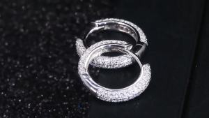 314KRKC&CO S925 Sterling Silver Hoop Earrings For Men /White Gold Iced Out Hypoallergenic Clic Shiny Polished/15MM  Round Hoop Earrings For Men & Women