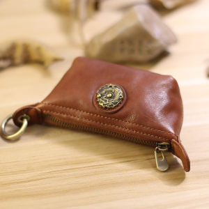 Natural Tannery Cowhide Dumpling Wallet High End Top Layer Leather Coin Purse Storage Small Wallet Card Holder Red Envelope