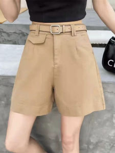 Casual High Waist Wide Leg Short Pants Womens Thin Style Summer Loose Slimming Trousers Korean Style Commute Cotton Shorts
