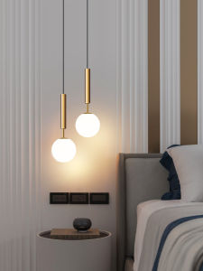 Bedroom Headboard Chandelier Luxury Style Single Double Head Glass Net Lamp Line Wall Background Light Iron Art Sputnik Lamp