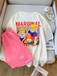 SHUQINGLAI | Cotton Sport Suit for Petite Women Light Thin Loose Short Sleeve Shorts 2-Piece Set