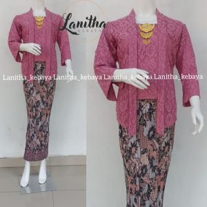 Set Kebaya Kutubaru Brokat Kebaya Wisuda Modern Setelan kebaya Brokat Rok Plisket Baju Kebaya Pesta Kondangan Wanita Kebaya Kutubaru
