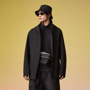 Guvet | Black Windproof Water-resistant Mens Jacket