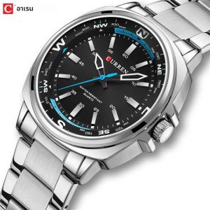 นาฬิกาควอตซ์แฟชั่นผู้ชาย CURREN 8455 สายสแตนเลสสตีล แสงกลางคืน กันน้ำ นาฬิกาหรูสำหรับผู้ชาย reloj hombre