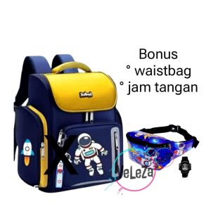 Tas ransel anak Laki-laki Astronot tas ransel sekolah anak free waistbag jam tangan tas anak