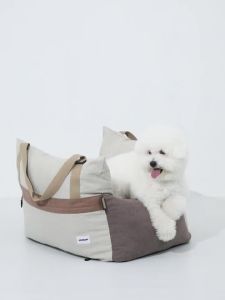 HamshMoc Dog Cat Car Bed Portable Travel Bed With Safety Strap Removable Cover For Car And Outdoor