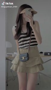 Áo Len Móc Kẻ Sát Nách Kẻ Ngang Chất Vải Mềm Mát Dễ Chịu Siêu Xinh Cho Bạn Nữ - LCXA103