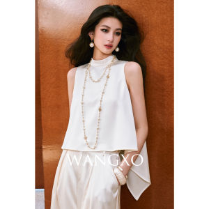 WANGXO | Áo Không T Tay A Line Chất Liệu Lụa Mịn & Quần Dài Ống Rộng Nếp Ly Giúp Gọn Đỏng