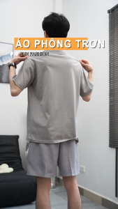 Áo phông nam nữ trơn Cotton SUN Màu Be mẫu đơn giản trẻ trung Menswear Cổ Tròn