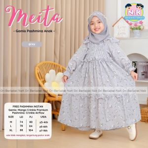 SETELAN DRESS ANAK MEITA GAMIS SET PASHMINA KIDS