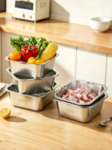MODERN SWEETHOME | Square Multi-purpose Stainless Steel Dish Plate