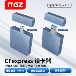 Itgz Cfexpresstypeb เครื่องอ่านการ์ดแม่เหล็กอินเทอร์เฟซ Usb-c เหมาะสําหรับกล้องสะท้อนเลนส์เดี่ยวเช่นอุปกรณ์เสริมดิจิตอล Sony