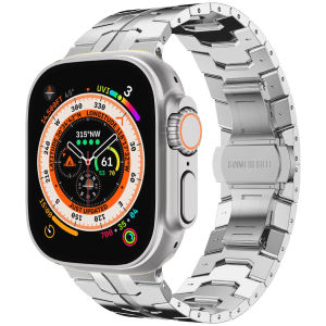 Luxury Titanium Color Strap for Apple Watch Ultra 2 Band 49mm 46mm 45mm 44 42mm Metal Stainless Steel Bracelet Iwatch 10 9 8 7 6