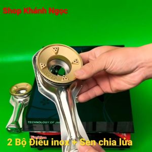 2 Bộ điếu inox 2 Sen đồng (+ Pas đỡ) Sử dụng cho các dòng bếp dương kính inox phổ thông trên thị trường