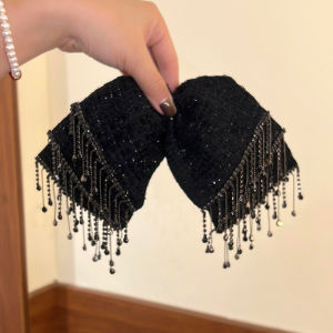 Elegant Heavy Embellished Butterfly Knot Hair Clip Womens Spring Loaded One-Word Hair Clamp Pearl Cloud Hair Accessory