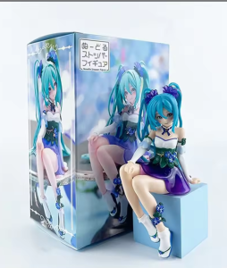 Bandai | Hatsune Miku CuteAnime Figure Sitting Beauty Girl Ornament Kawaii Action Figure PVC Room Decor Collectible Model Doll Toy Gifts