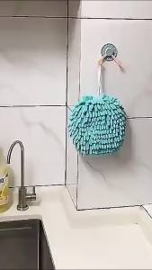 Nexlent Soft Absorbent Wipe Hand Towel Ball Kitchen Soft Plush Chenille Hanging Towel for Hands