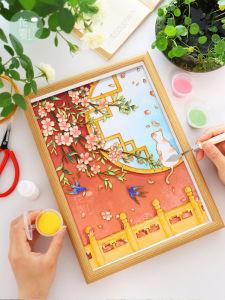 5D Enamel Painting DIY Materials Palace Spring Color Cloisonné Handmade Stress Relief Decorative Cat Tabletop Ornament