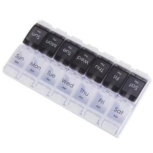 2 Times A Day Pill Organizer Large Pill Box with Push Button Design Detachable Medicine Holder for Vitamins Fish Oil Supplements