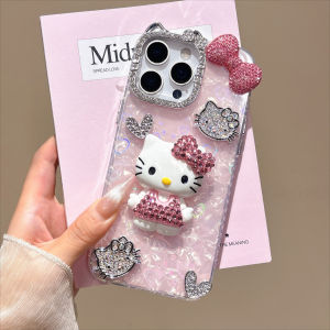 Sanrio | Luxury Diamond Hello Kitty Phone Case For iPhone 11 12 13 14 15 16 17 Pro Max 14 15 16 Plus Shockproof INS Style Girl Back Cover