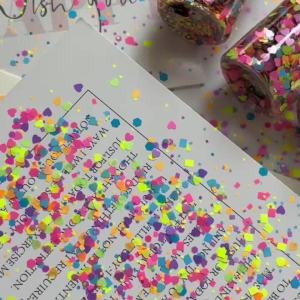 3Jars Fluorescent Mixed Heart Square Nail Glitter Sequins Neon Color Hexagon Nails Flakes for Night Party Manicure Decorations P