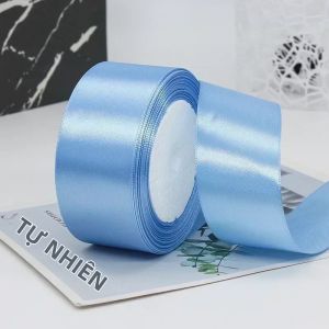 Ruộng Băng Satin 40mm 25 Thước Màu Trắng Ngà Xanh Dương Đỏ Dùng Cho Tiệc Sinh Nhật Đám Cưới Thủ Công DIY Hộp Quà Gói Bánh Trang Trí Thủ Công