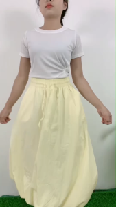 ชุดเซ็ต เสื้อคอกลมแขนสั้น + กระโปรงสีพาสเทล