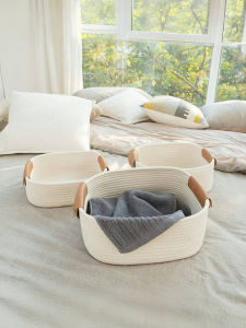 Soft Cotton Yarn Woven Storage Basket Toy Baby Supplies Organizer Desktop Miscellaneous Items Sorting Basket Childrens Room