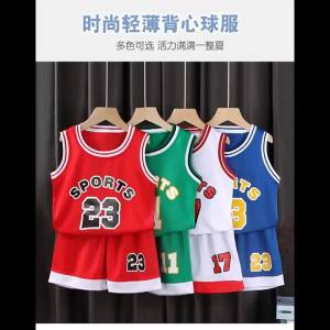 เสื้อบาสเกตบอลเด็ก ชุดกีฬาเด็ก ชุดบาสเกตบอลเด็กราคาถูก สินค้านำเข้า ผ้านุ่ม ชุดกีฬาสี