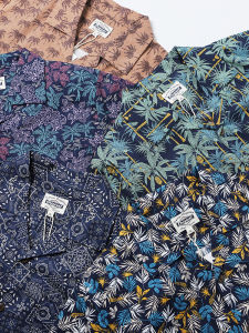 Summer Cotton Cuban Collar Shirt Short Sleeve Men Loose Retro Coconut Tree Print Beach Vacation T Breathable Moisture Wicking Polyester Fabric Youth Trend Summer Season