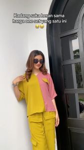 Setelan Hijab Cargo Oversize Cindy Azizah - Fashion Terlaris Warna Solid Plus Size