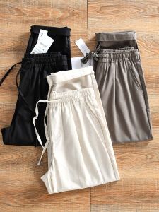 Retro Japanese Style! Cotton Linen Blend! Spring Summer New Mens Solid Color Versatile Simple Casual Pants Long Trousers