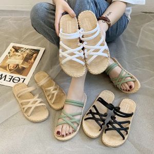 Womens Two-Way Roman Sandals Summer 2023 Flat Bottom Anti-Slip Beach Sandals Soft Sole Versatile Outdoor Slip-On Fashionable