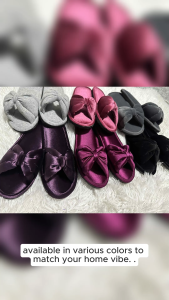Velvet Luxe Bow Slippers Soft Stylish and Perfect for Home Comfort for Women in Various Colors