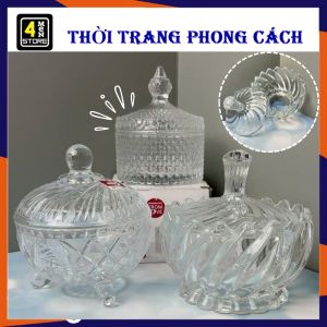 Thố Đựng Mứt Tết Thủy Tinh - Hũ Đựng Mứt Bánh Kẹo Pha Lê Vân Nổi Trang Trí Để Bàn Sang Trọng / Hũ Thủy Tinh Thố Thủy Tinh Dày Dặn Sang Trọng