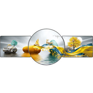 Modern Luxury Living Room Decorative Crystal Painting Wall Art Sofa Background No Punching Required Simple Elegant Three-Panel Canvas