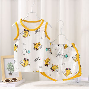 JIFANPAUL | Summer Childrens Pajamas Sleeveless Cartoony Light