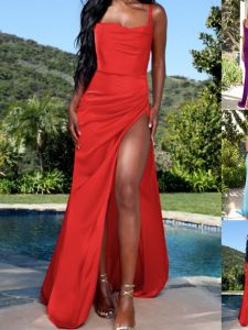 Swing Neck Sleeveless High Slit Dress Swing Collar Sleeveless High Slit Long Dress