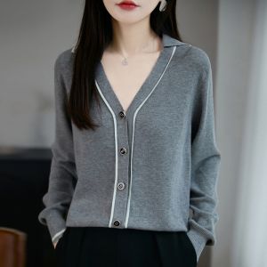 YUEXINYIRONG | High-End Color Block V-Neck Knitwear