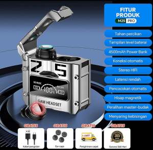 TWS M25 Headset Bluetooth GAMING Earphone Bluetooth Wireless Bass Headphone Bluetooth 5.3 Full Bass
