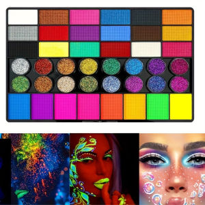 42 Colors Face Body Painting SetWater Soluble UV Neon Face Paint Art MakeupFluorescent Glitter Festivals Halloween Paint Set