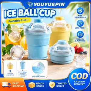 Youyuepin 2 cái 2 trong 1 có thể gập lại đá viên cup dung tích lớn chai nước bằng Silicone với khuôn đá tiết kiệm không gian cốc du lịch cho phòng tập thể dục Cắm Trại Dã ngoại mùa hè đồ uống