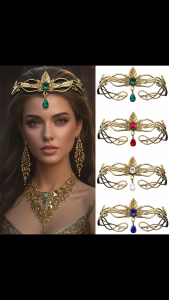 Vintage Forehead Drop Crown king Crown Adjustable Alloy Leaf Tiaras Cosplay Headdress Women Men Costume Prom Party Wedding Jewelry