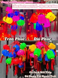 Dây Lồng Đèn Trang Trí Năm Mới Mẫu Mới Hiện Đại Đa Sắc 5m - 16 Bóng