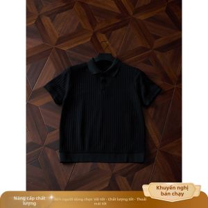 ZHUOCAN | Áo Polo Knit Thoáng Khí Vintage Rộng Rãi